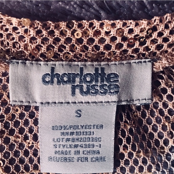 👛 Charlotte Russe Sequin Mesh Long Sleeve Top - Picture 6 of 6